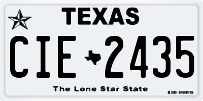 TX license plate CIE2435