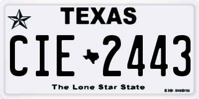 TX license plate CIE2443
