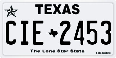TX license plate CIE2453