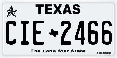 TX license plate CIE2466