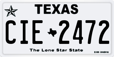 TX license plate CIE2472