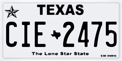 TX license plate CIE2475