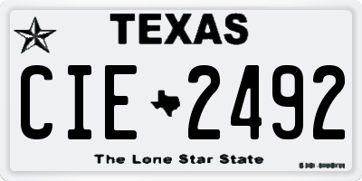 TX license plate CIE2492
