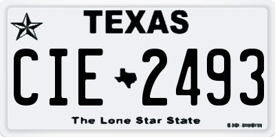 TX license plate CIE2493