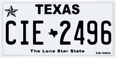TX license plate CIE2496