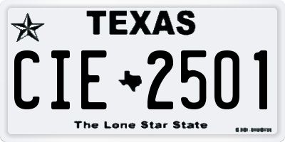 TX license plate CIE2501