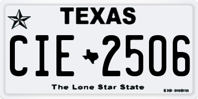 TX license plate CIE2506