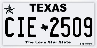 TX license plate CIE2509