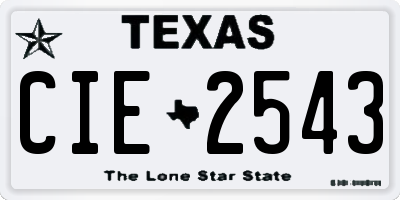 TX license plate CIE2543