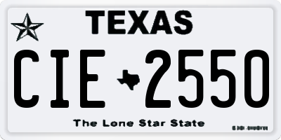 TX license plate CIE2550