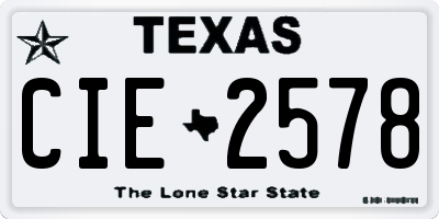 TX license plate CIE2578