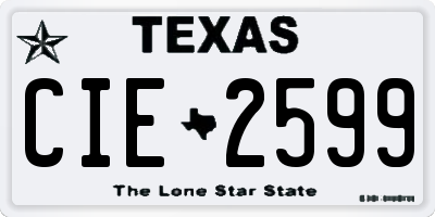 TX license plate CIE2599