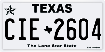 TX license plate CIE2604