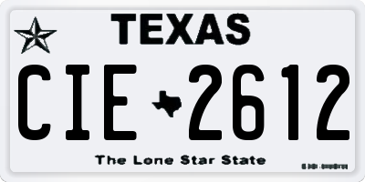 TX license plate CIE2612