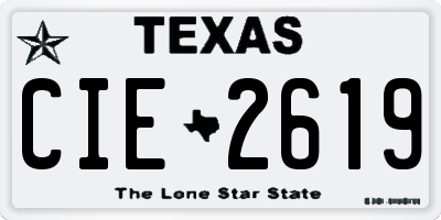 TX license plate CIE2619