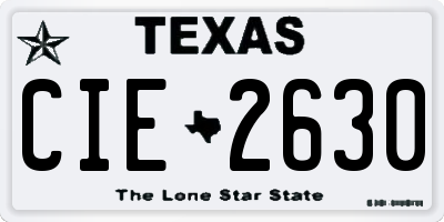 TX license plate CIE2630