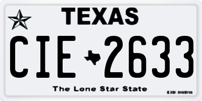 TX license plate CIE2633