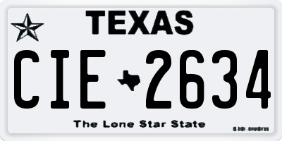 TX license plate CIE2634