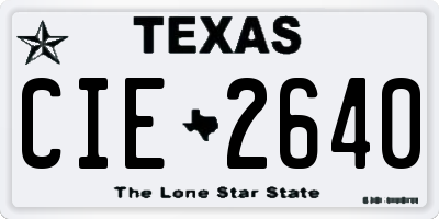 TX license plate CIE2640