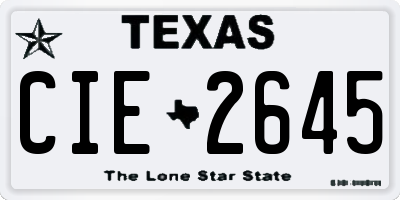 TX license plate CIE2645