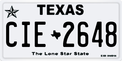 TX license plate CIE2648