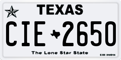 TX license plate CIE2650