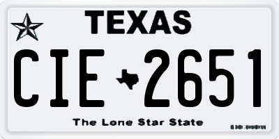 TX license plate CIE2651
