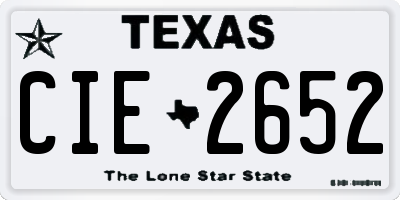 TX license plate CIE2652
