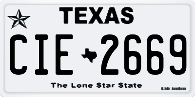 TX license plate CIE2669