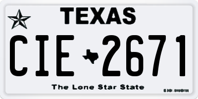 TX license plate CIE2671