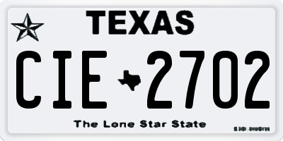 TX license plate CIE2702