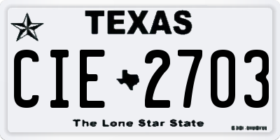 TX license plate CIE2703