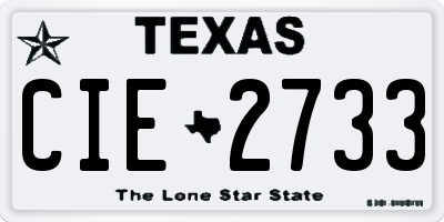 TX license plate CIE2733