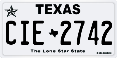 TX license plate CIE2742