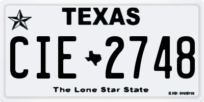 TX license plate CIE2748