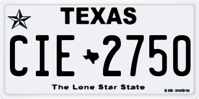 TX license plate CIE2750