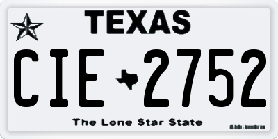 TX license plate CIE2752