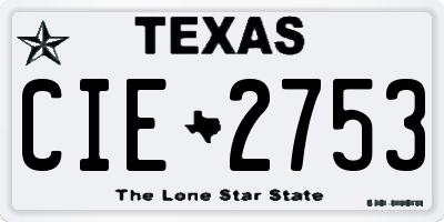 TX license plate CIE2753