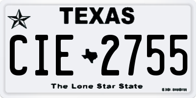 TX license plate CIE2755