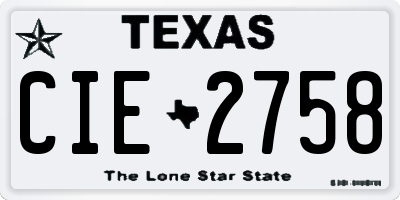 TX license plate CIE2758
