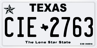 TX license plate CIE2763