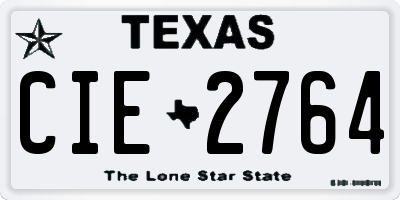 TX license plate CIE2764