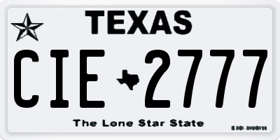 TX license plate CIE2777