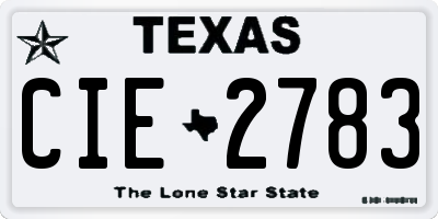 TX license plate CIE2783
