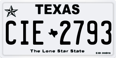 TX license plate CIE2793
