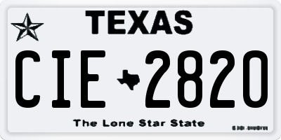 TX license plate CIE2820