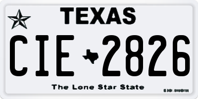 TX license plate CIE2826