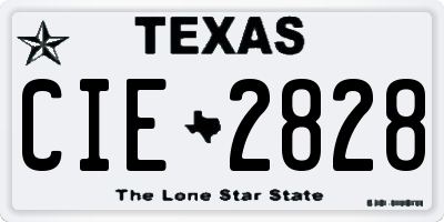 TX license plate CIE2828