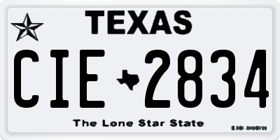 TX license plate CIE2834