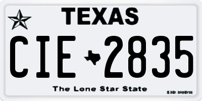 TX license plate CIE2835